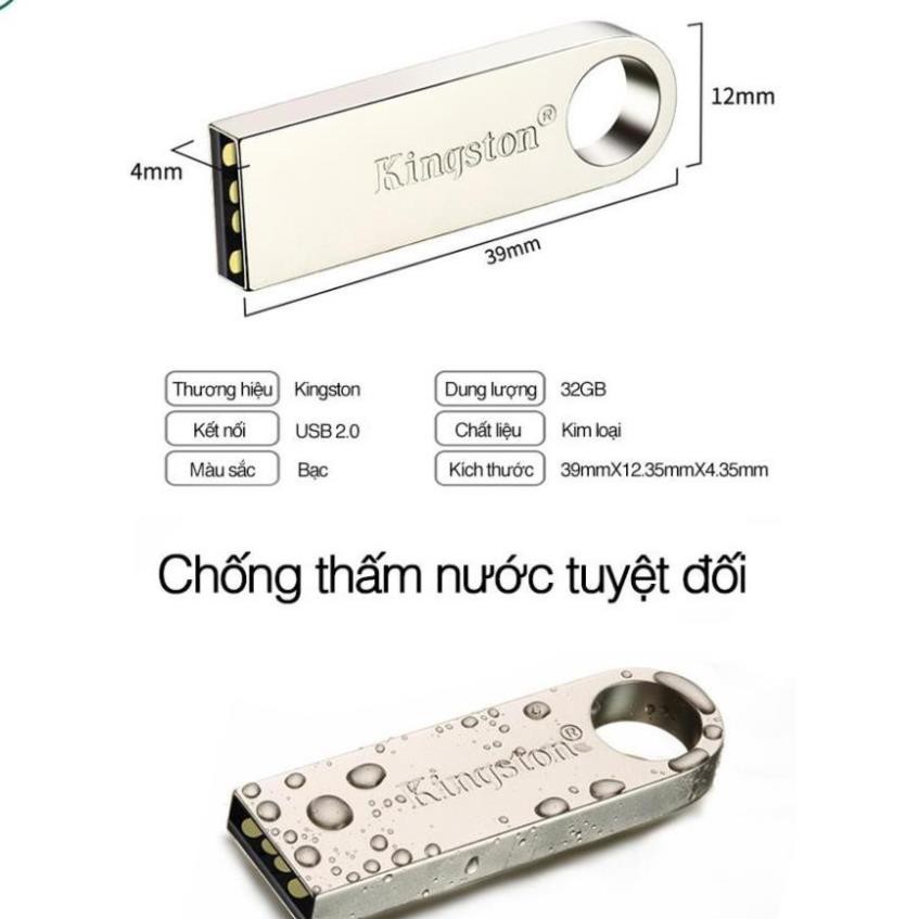 USB Kingston 64Gb/32Gb/16Gb/8Gb/4Gb/2Gb SE9 - Vỏ Kim Loại - USB 2.0, chống nước, Bảo hành 1 Năm