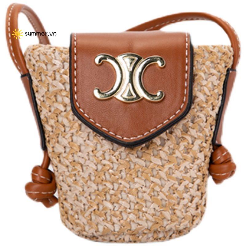 Túi Cói mini Đeo Chéo Đựng Son Môi 2022 Thời Trang Đi Biển Mùa Hè Cho Nữ