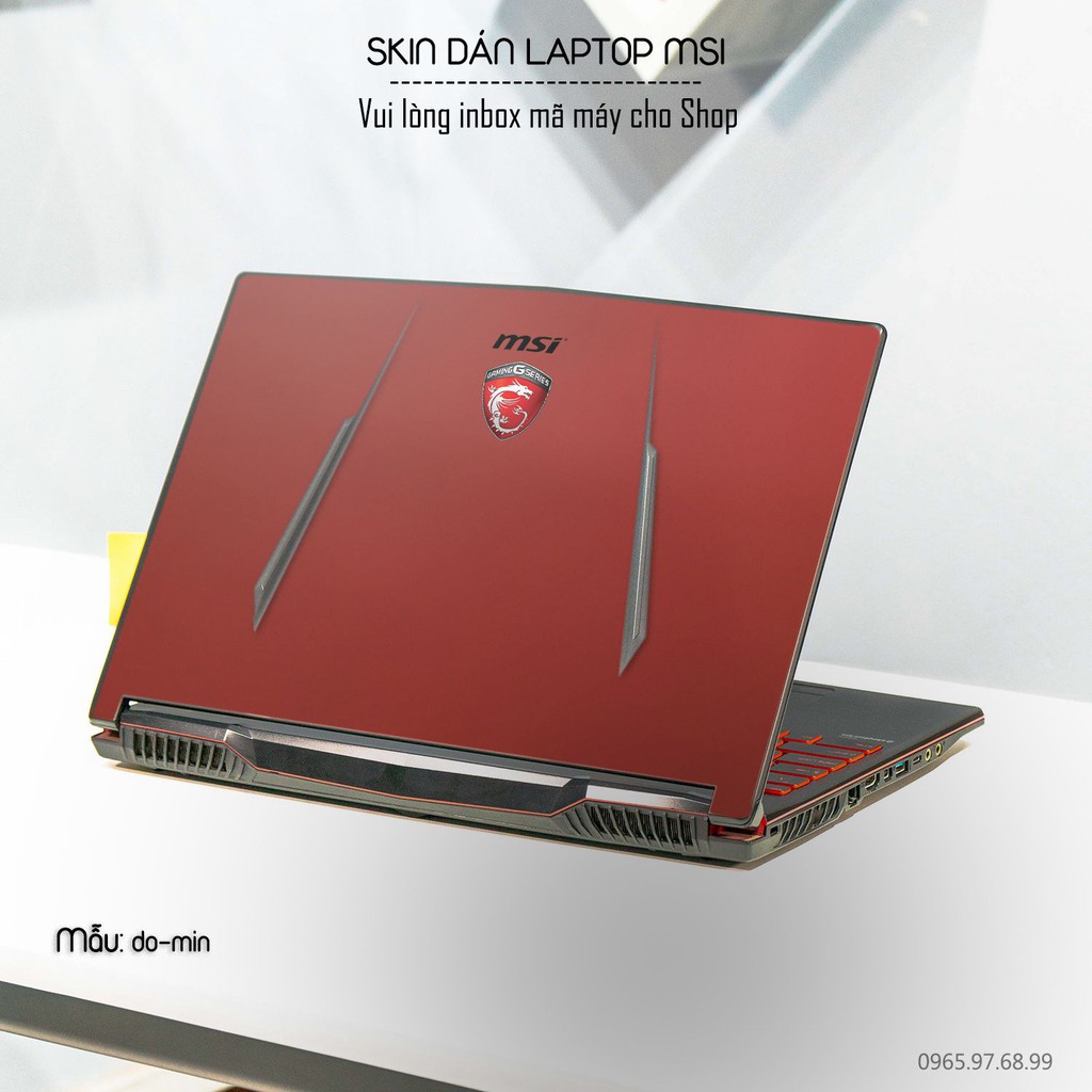 Skin dán Laptop MSI in màu đỏ mịn (inbox mã máy cho Shop)