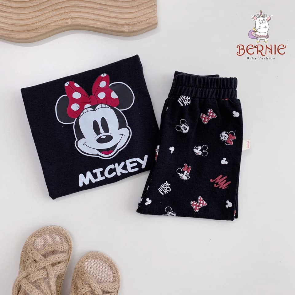 Bộ da cá dài tay họa tiết chuột minnie mouse cho bé gái