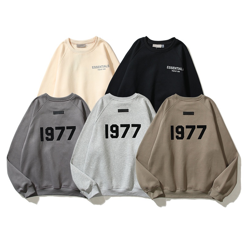 Áo Sweater Nhung In Họa Tiết Phản Quang Thời Trang Đường Phố Essentials1977 8 FEAR OF GOD