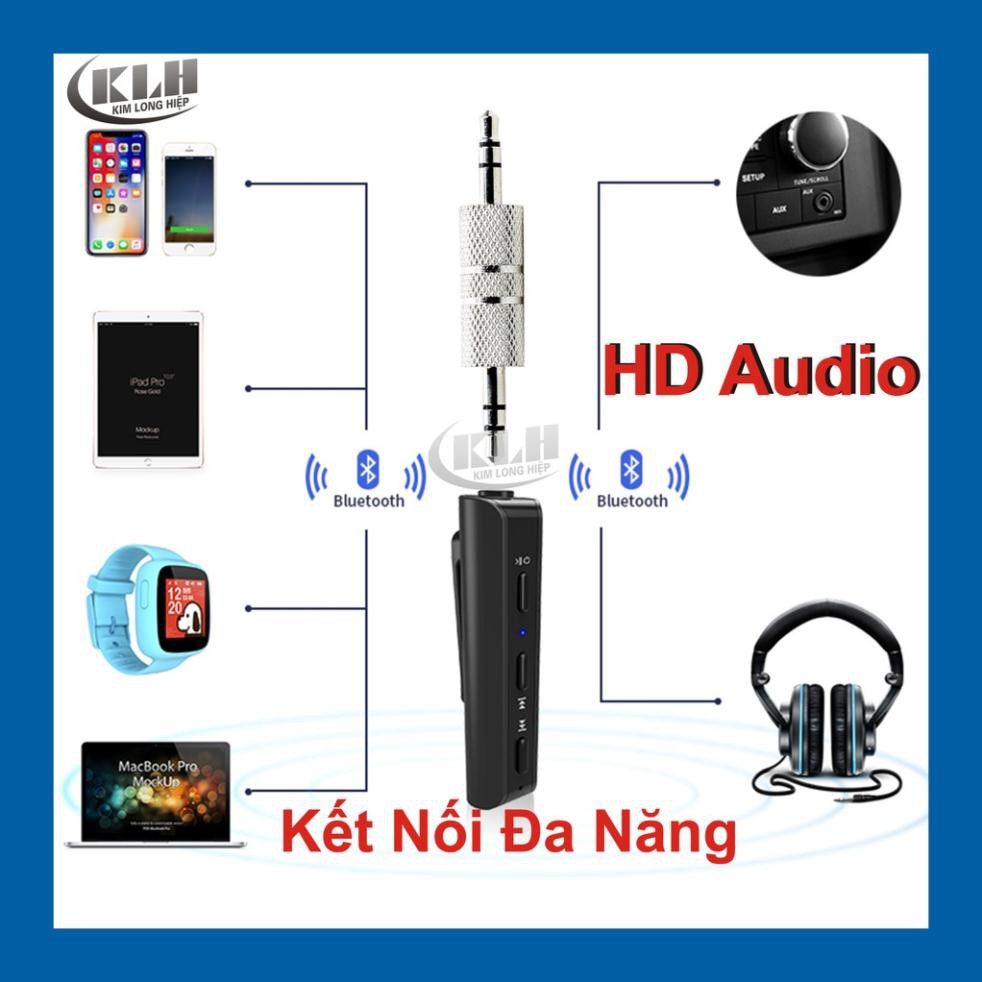 Bộ thu bluetooth không dây cao cấp chính hãng Earldom Tặng kèm tai nghe và Jack kết nối trên xe ô tô