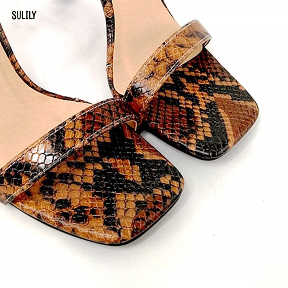 Giày Sandal Gót Nhọn Da Rắn Sulily SG1-IV20NAU