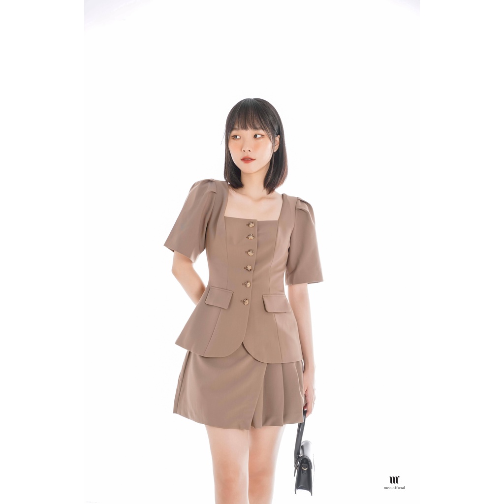 Áo kiểu nữ Méo shop ngắn tay bồng cổ vuông phong cách Hàn quốc Pencil