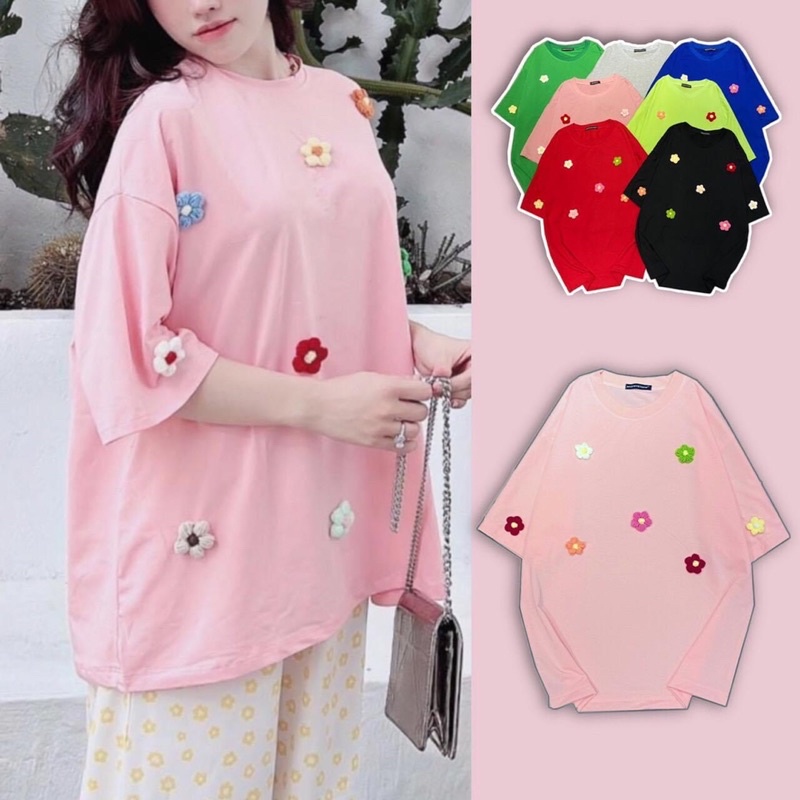 Áo Thun Tay Lở Hoa Dệt Nổi Ảnh Thật 100% Bên Shop