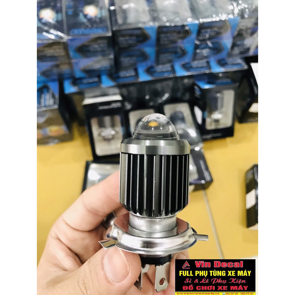 Đèn Pha Bi Cầu L1 Chân Cài H4 Ánh Sáng Trắng - Vàng Tản Nhiệt Nhôm Bảo hành 6T - dochoixemay