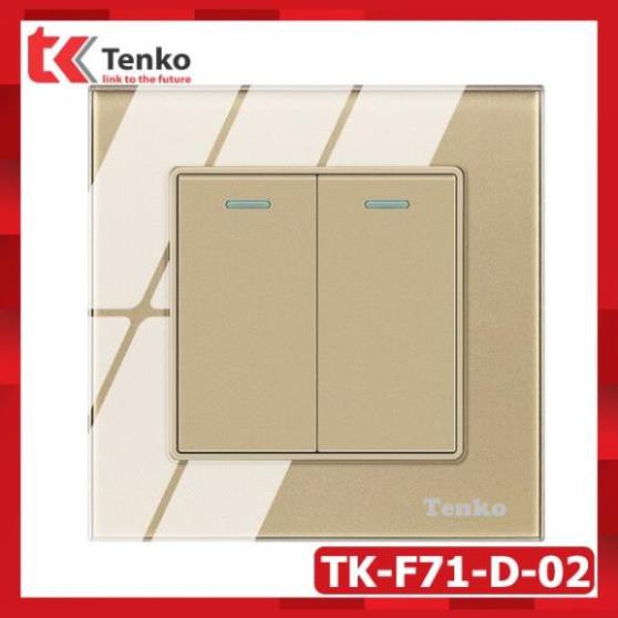 Công tắc 2 Nút Âm Tường Mặt Kính Cường Lực Chống Xước - Chống Va Đập Tenko TK-F71-D-02 Vàng