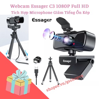 Webcam ESSAGER C3 1080P Full HD Kèm Microphone Cho Máy Tính, Tự Động Lấy Nét, Học Online, Livestream. Gsshopvn thumbnail
