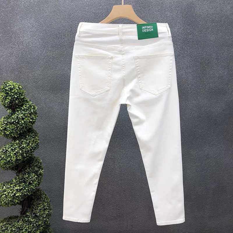 Quần jean nam trắng trơn đen trơn ôm gọn vải đẹp dày dặn sang trọng mạnh mẽ 20 25 quần jean dài
