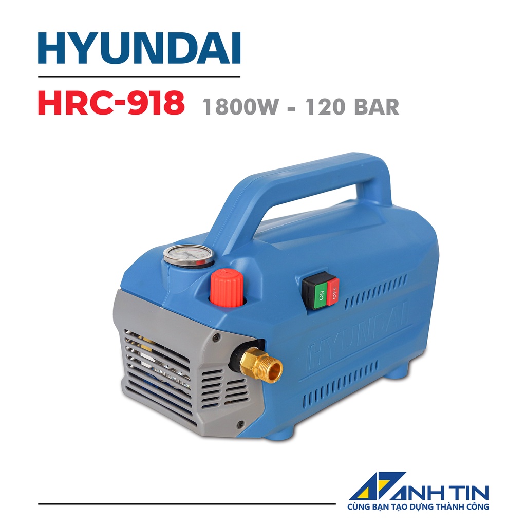 Máy rửa xe chỉnh áp, xịt rửa cao áp HYUNDAI HRC918 Chính Hãng I Motor cảm ứng từ - Bảo vệ chống giật