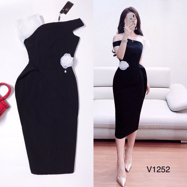 Váy body chễ vai hàng thiết kế cao cấp