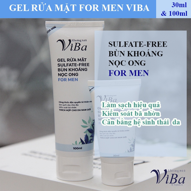 Gel Rửa Mặt VIBA Dành Cho Nam Chiết Xuất Bùn Khoáng Nọc Ong Sạch Sâu