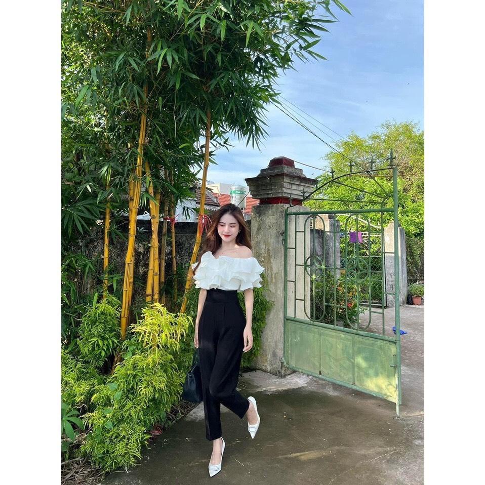 Quần Baggy Nữ Lưng Cạp Siêu Cao, Quần Dài Nữ Cạp V Khóa Sau Lưng Đi Học Đi Làm Trẻ Trung Cá Tính 2 Màu Nâu Đen