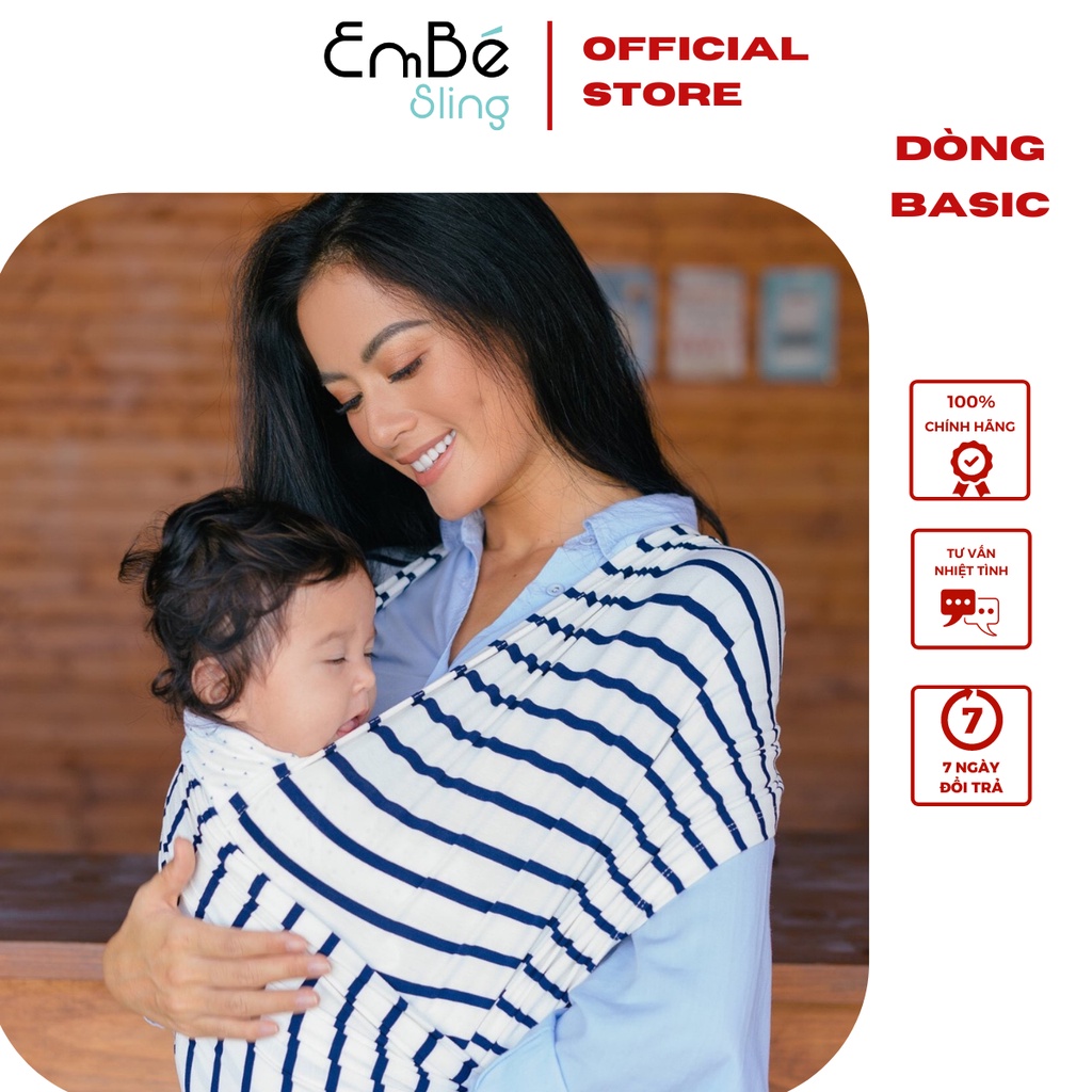 Địu Vải EmBé Sling Dòng Basic Đủ Màu Cho Bé Từ 0 Đến 24 Tháng Tuổi