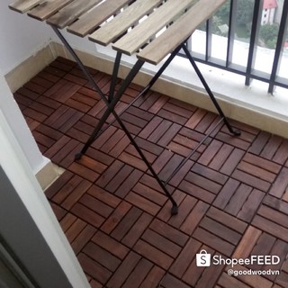 Tấm Gỗ Vỉ Nhựa Lót Sàn 12 Nan 30x30cm - Sàn Gỗ Ban Công Sân Vườn Ngoài Trời Cao Cấp Hàng Xuất Khẩu