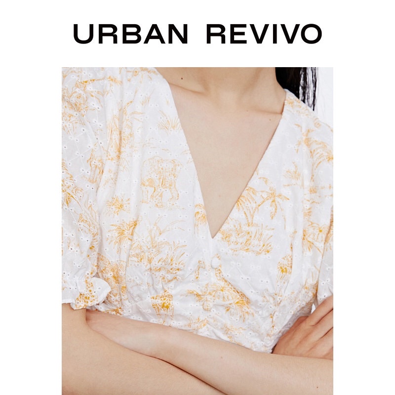 Đầm hoạ tiết vàng Urban Revivo