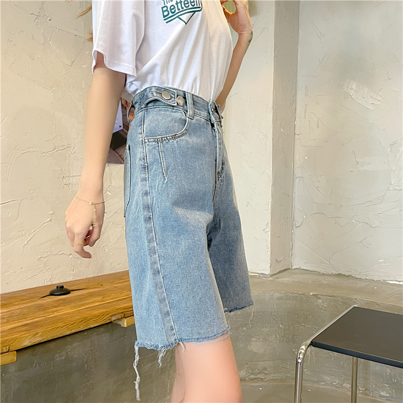 Quần short denim SUXI lưng cao thời trang mùa hè cho nữ