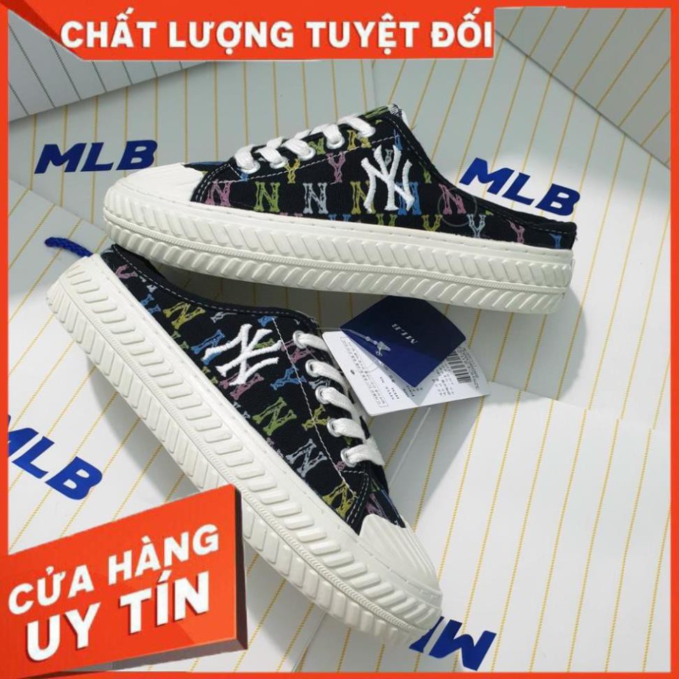 Giày Sục NY Nữ Họa Tiết, Sục 𝐌𝐋𝐁  NY đen Độn đế mới nhất 2021