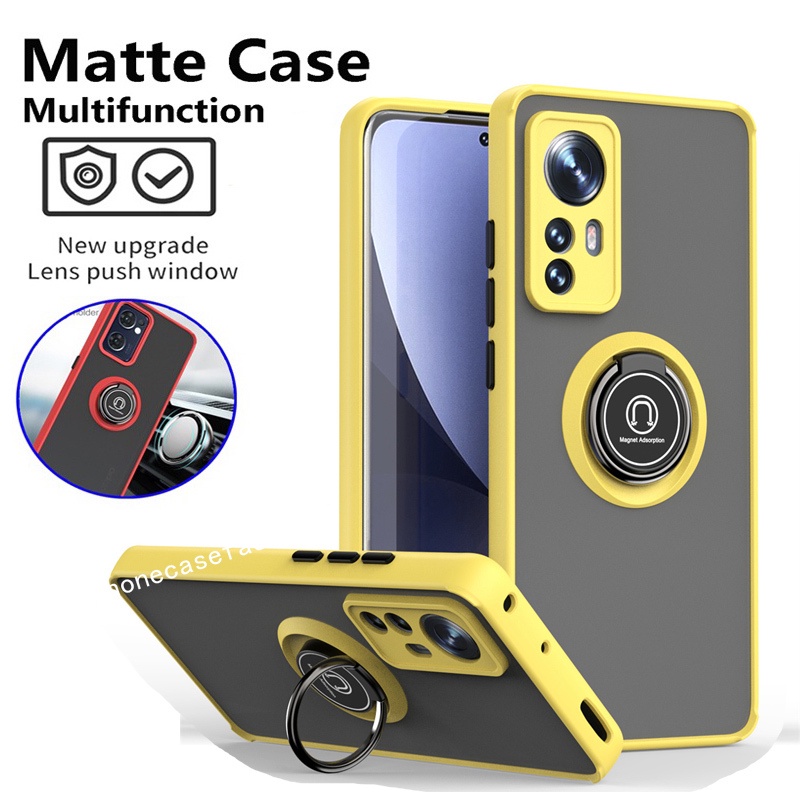 Ốp Điện Thoại TPU Cứng Mặt Nhám Chống Sốc Kèm Móc Xỏ Ngón Kim Loại Cho xiaomi mi 12T 12 pro Lite 12L