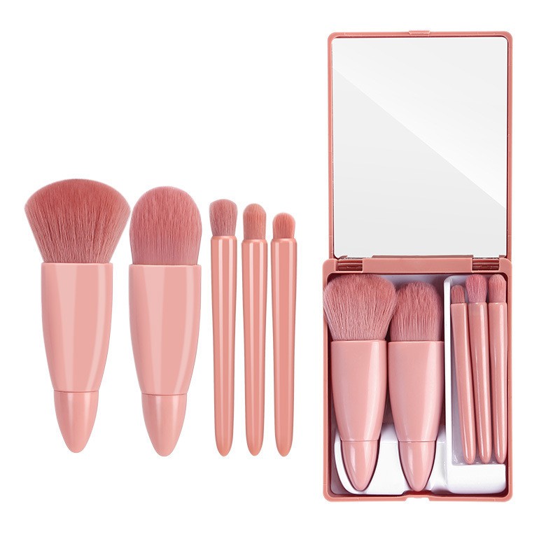 Set 5 cọ trang điểm GDTIMA kích thước nhỏ gọn thiết kế có gương hợp thời trang
