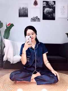 ( Freesize Lụa ) Đồ Bộ Pijama Lụa - Tay Ngắn Quần Dài