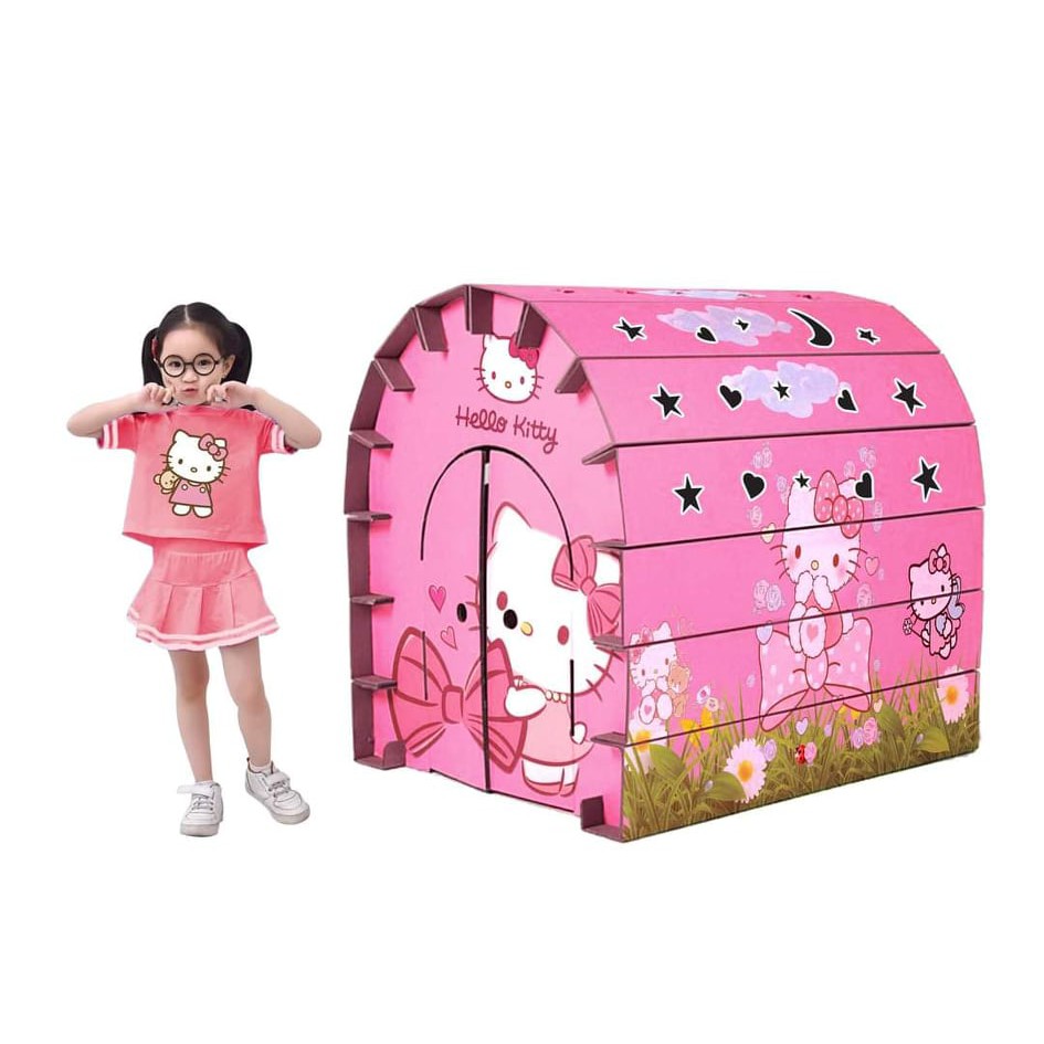 [FREESHIP❤️]– Nhà Bìa Lắp Ghép - Hello Kitty- 5 Lớp Cán Bóng Chịu Lực 20Kg