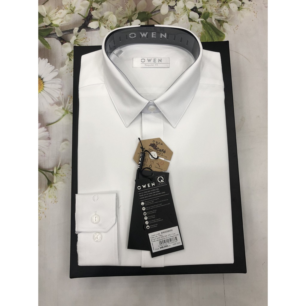 ÁO SƠ MI TRẮNG DÀI TAY KHÔNG TÚI OWEN MẪU MỚI 2023 -FREE SHIP- CHẤT NANO CAO CẤP