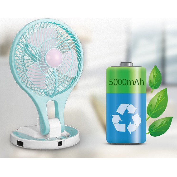 ☬QUẠT SẠC ĐIỆN  MINI FAN CÓ LED PHÁT SÁNG CỰC MÁT GẤP GỌN ĐƯỢC - dự phòng đa năng 2 trong 1 và Đèn JR-5580 tích