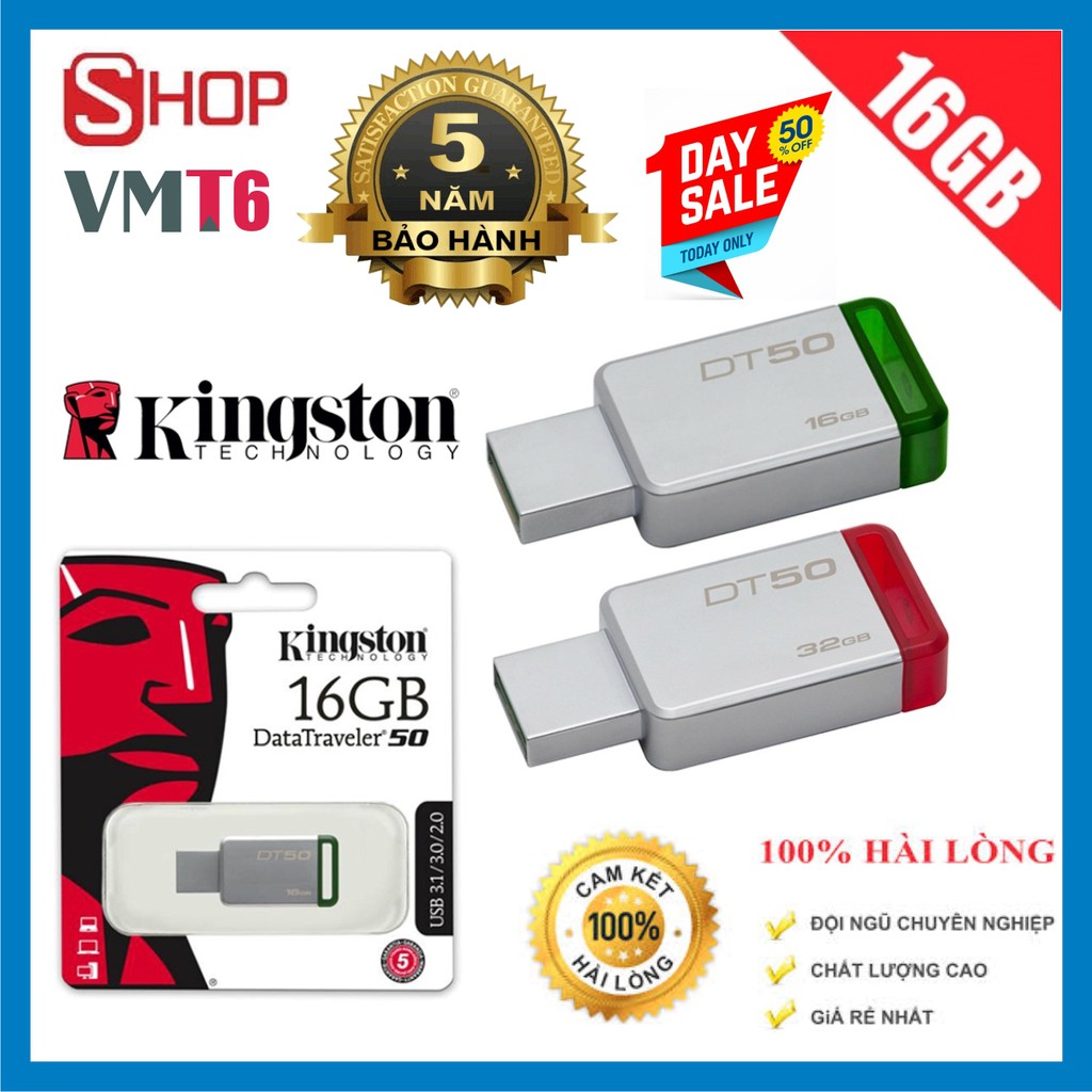 USB 16GB kingston DT50 tốc độ 2.0 - Bảo hành 60 tháng !!!