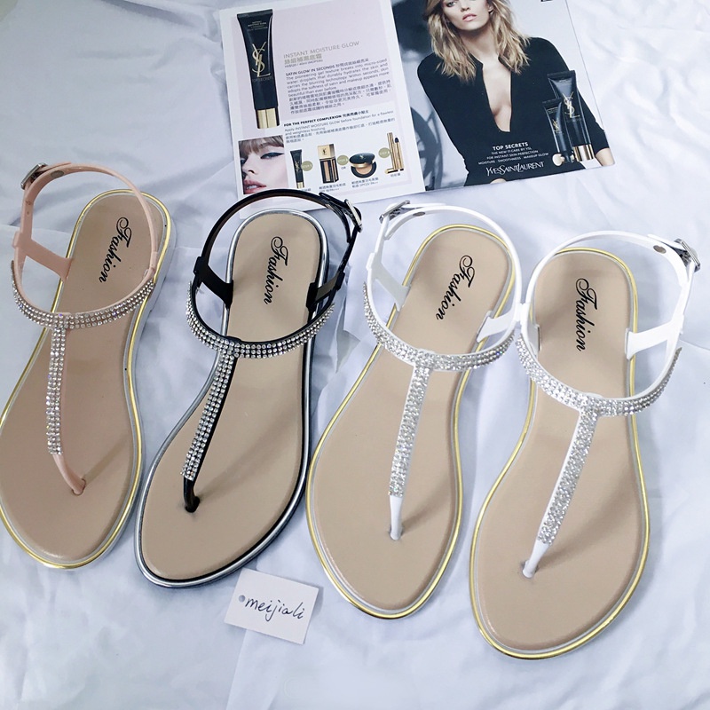Sandal Dép Xỏ Ngón Nữ Đế Bằng Dày Mùa Hè Xuân Thu Chống Trơn Bánh Mì Mũi Tròn Quai Kẹp Đi Chơi Làm Đi Biển Tông Lê Bệt