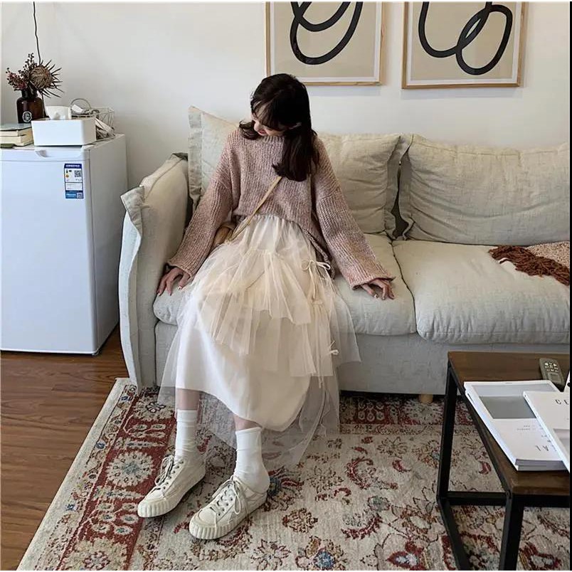 Chân váy eo cao thời trang Hàn Quốc dễ thương ngọt ngào 0412 | BigBuy360 - bigbuy360.vn