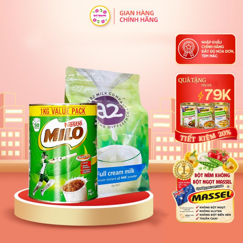 Sữa Milo và Sữa Tươi Dạng Bột Nguyên Kem A2 Milk Power Úc - QT247