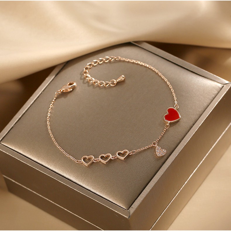[Mã FAMAYFA giảm 10K đơn 50K] Vòng Đeo Tay Hợp Kim Hình Trái Tim Đỏ Phong Cách Hàn Quốc - Vòng Tay Đính Đá TT01 | BigBuy360 - bigbuy360.vn
