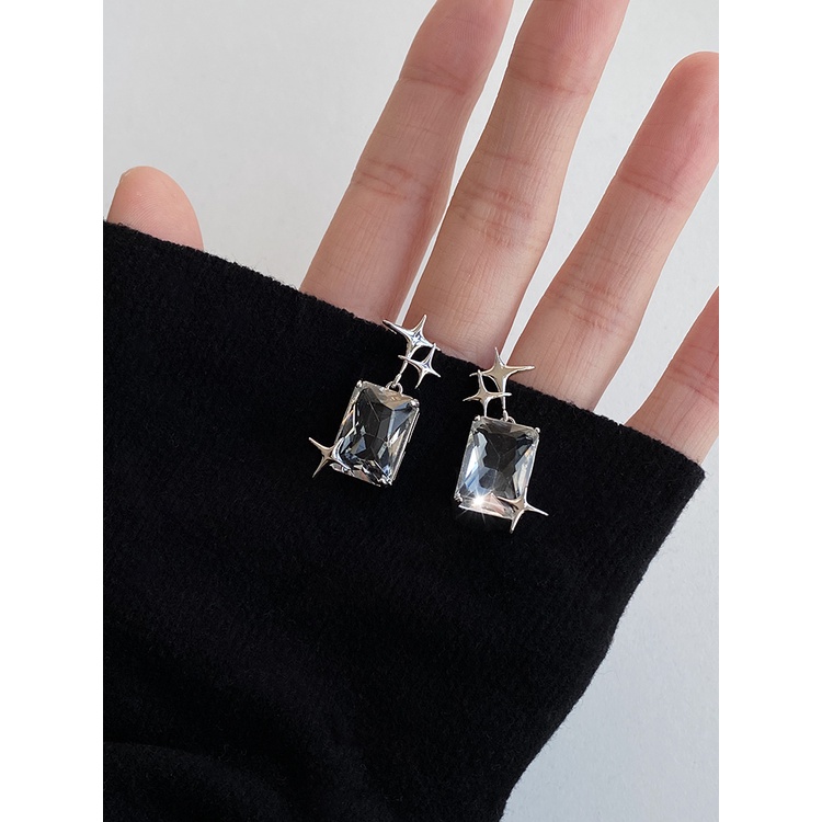 Bông Tai Xi Mạ Bạc 925 Hình Ngôi Sao Đính Đá zircon