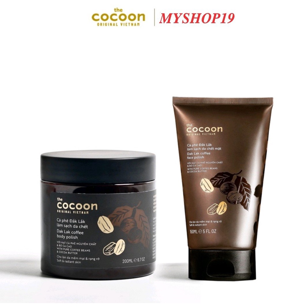 Bộ Tẩy Da Chết Cocoon Combo Dak Lak Coffee (Face Polish 150ml + Body Polish 200ml)