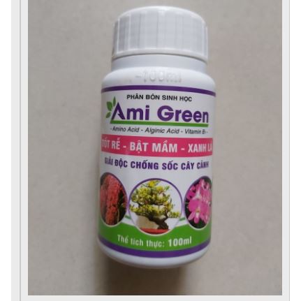 Phân bón lá sinh học Ami Green tốt rễ bật mầm xanh lá 100ml