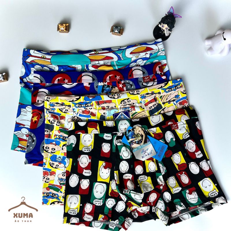 [ Ảnh tự chụp ] Combo 4 quần sịp quần lót nam đùi full viền thun lạnh co giãn 4 chiều xuma hàng hiệu