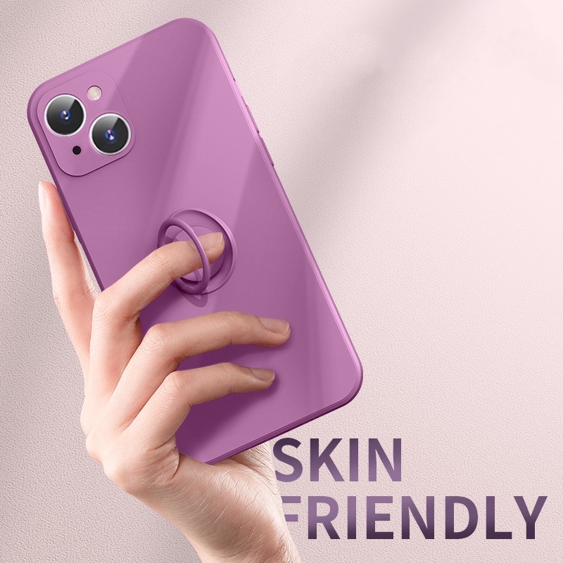 Ốp Điện Thoại Silicon Dẻo Kèm Giá Đỡ Nhẫn Cho iPhone 14 Pro Max 14 Plus 13 Pro 12 Mini 11 Pro Max