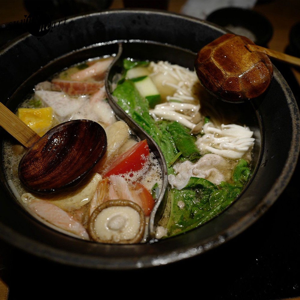 Rây/muỗng gỗ ăn súp/ăn lẩu cán dài màu trơn cho nhà bếp