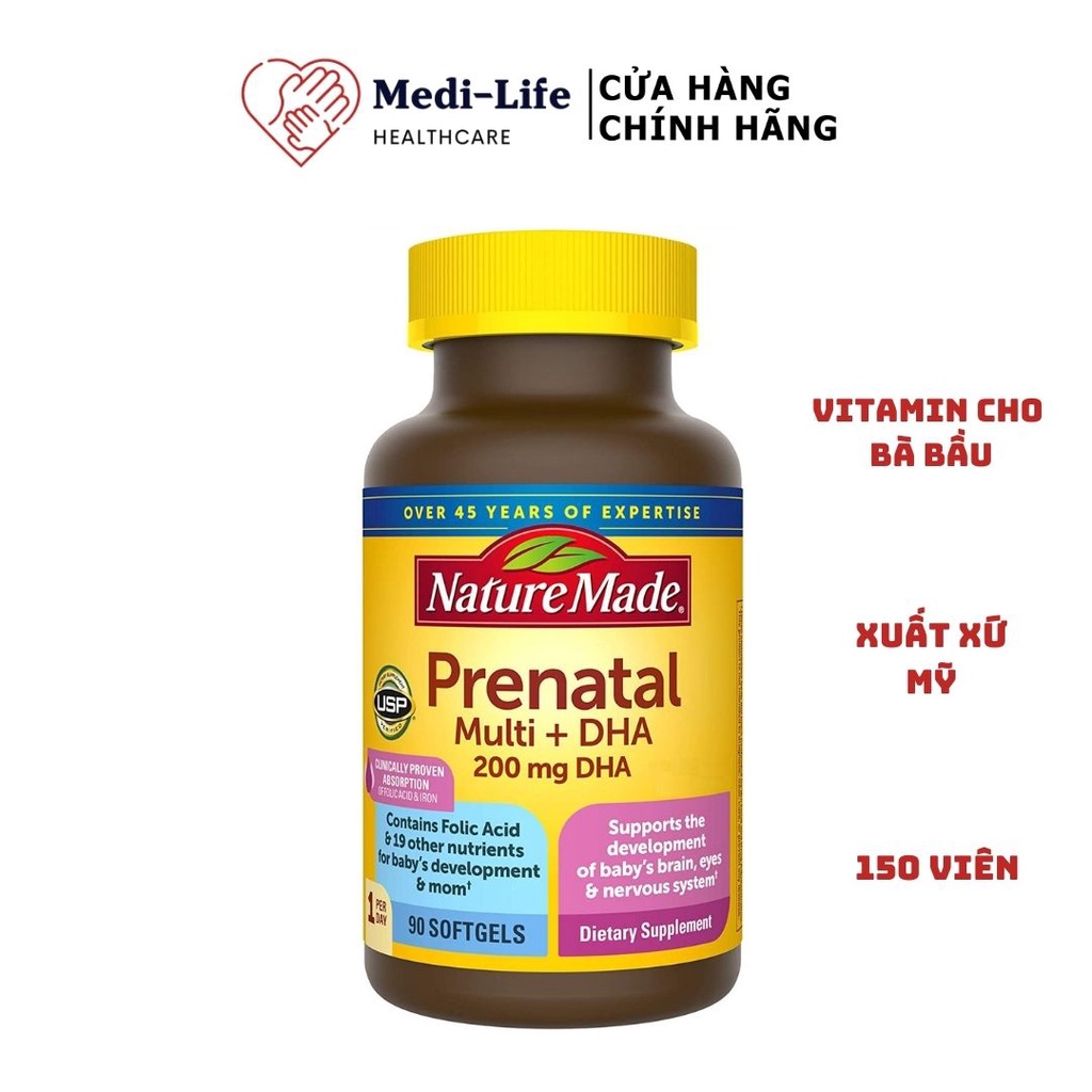 - Viên Uống Bổ Sung Vitamin Tổng Hợp Cho Bà Bầu Nature Made Prenatal Multi + DHA -Thực Phẩm Chức Năng