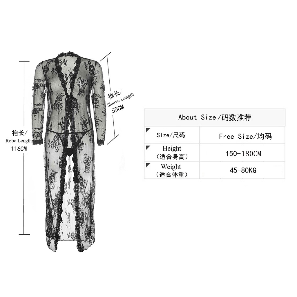Bộ đồ ngủ VARSBABY V729 vải ren xuyên thấu phong cách thiết kế gợi cảm