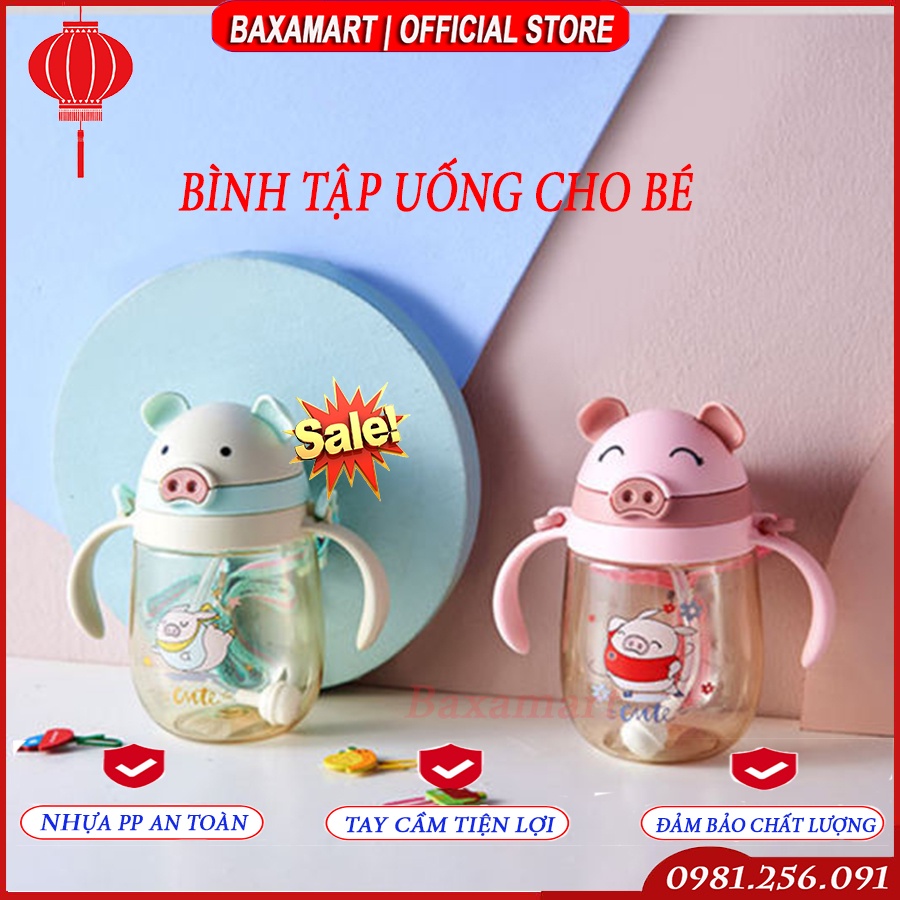Bình tập uống sữa,uống nước cao cấp cho bé chống sặc chống trào,có dây đeo hình dễ thương ngộ nghĩnh