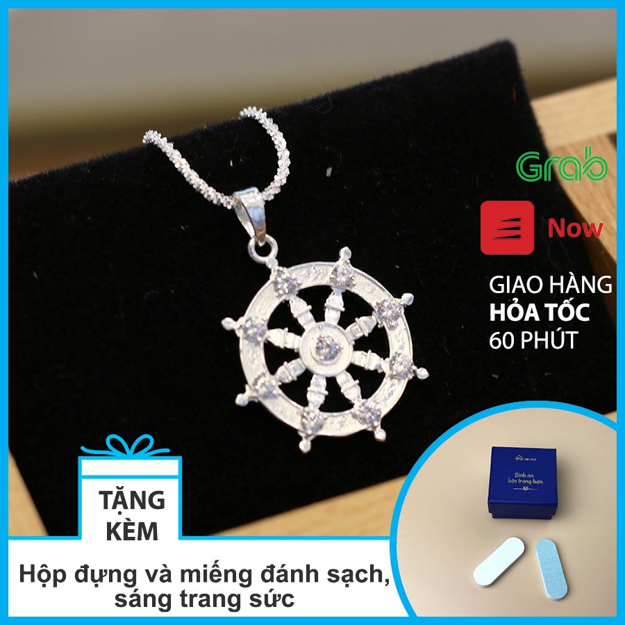 Mặt dây chuyền hình bánh xe Pháp Luân Phật Giáo - Bạc cao cấp tinh xảo - Hiên Nhà