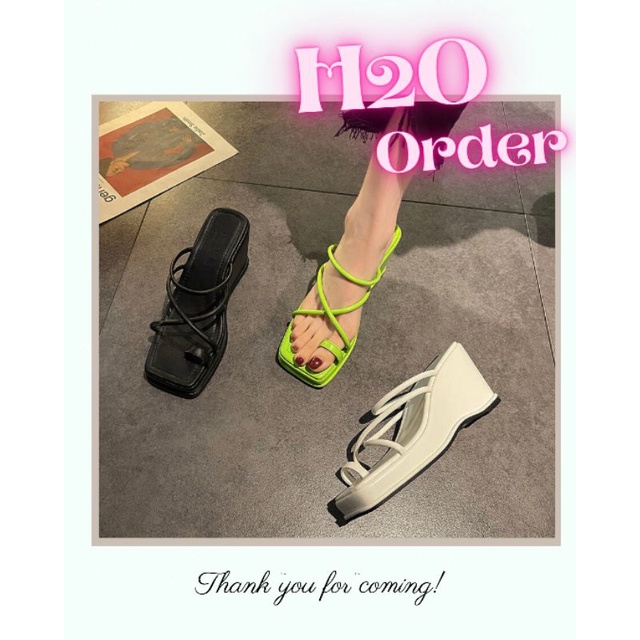 SANDAL 2021 -Dép sandal xỏ ngón mũi vuông đế cao dày ulzzang Hàn Quốc order taobao ngắn ngày
