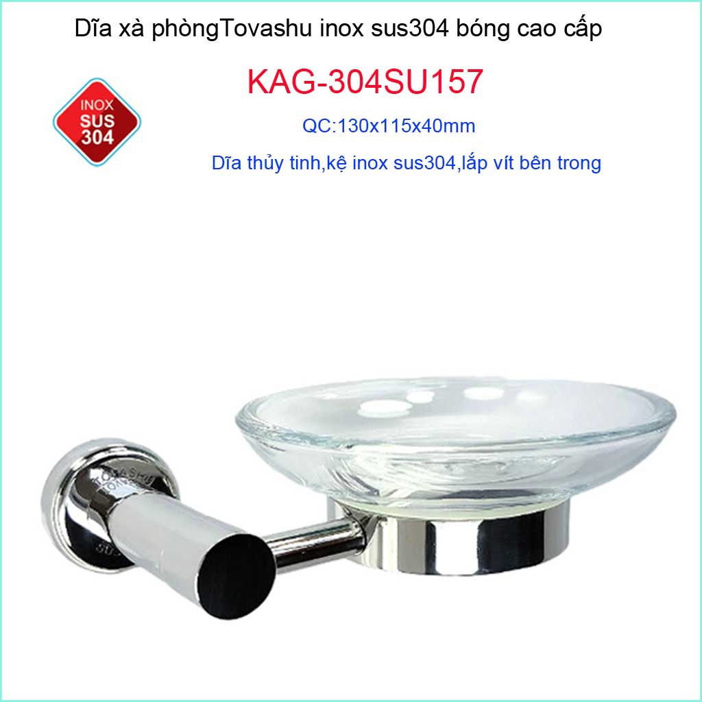 Dĩa đựng xà phòng Tovashu KAG-304SU157, Kệ xà phòng inox SUS304 Nhật Cao cấp