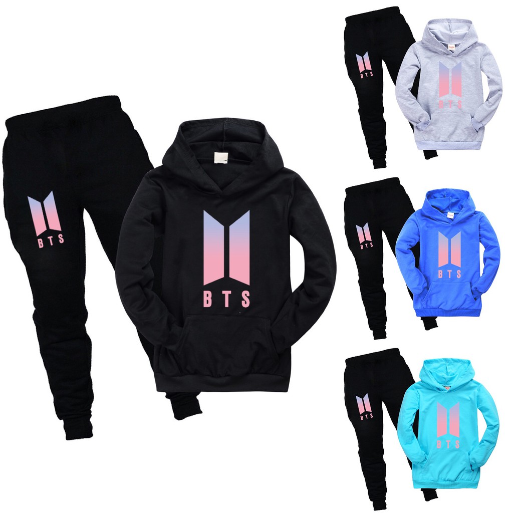 Set Áo Hoodie + Quần Dài In Hình Nhóm Nhạc Bts