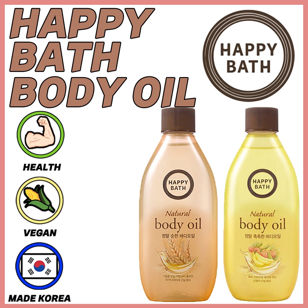 Dầu dưỡng thể 2 loại (250ml) Happy Bath Body Oil chăm sóc cơ thể mỹ phẩm Hàn Quốc tùy chọn