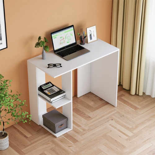 Bàn học kèm kệ sách đa năng hiện đại IGA Full Trắng sang trọng phòng khách/làm việc- GP221.01