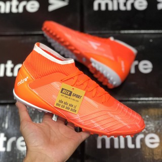Giày Bóng Đá VN Chính Hãng Mitre 181229 Cam Trắng Cao Cổ TF