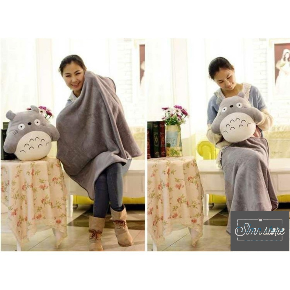 Gối mền gấu tròn bộ chăn gối văn phòng. Slmn_GM.Totoro-tron